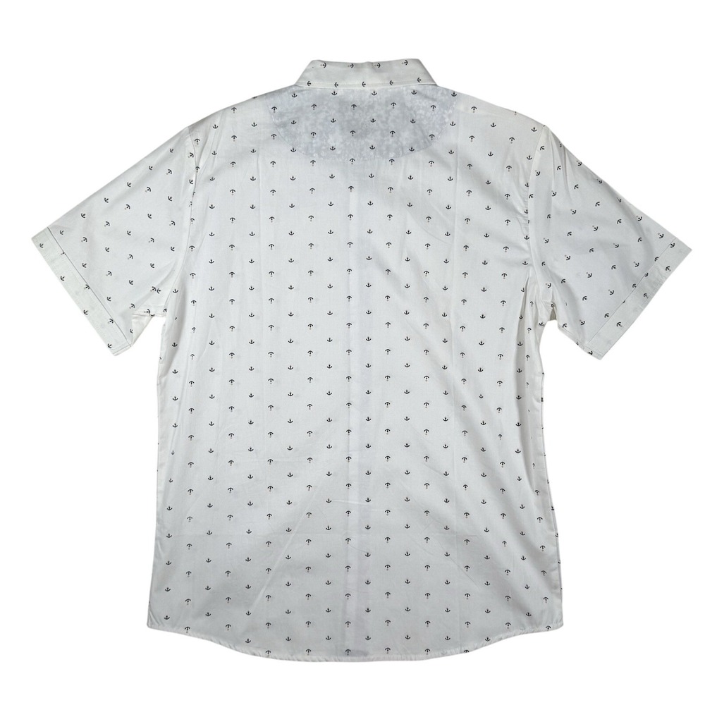 SSLR Mens‎ Anchor Print Short Sleeve Button Down Shirt White Medium NWT - Picture 2 of 12